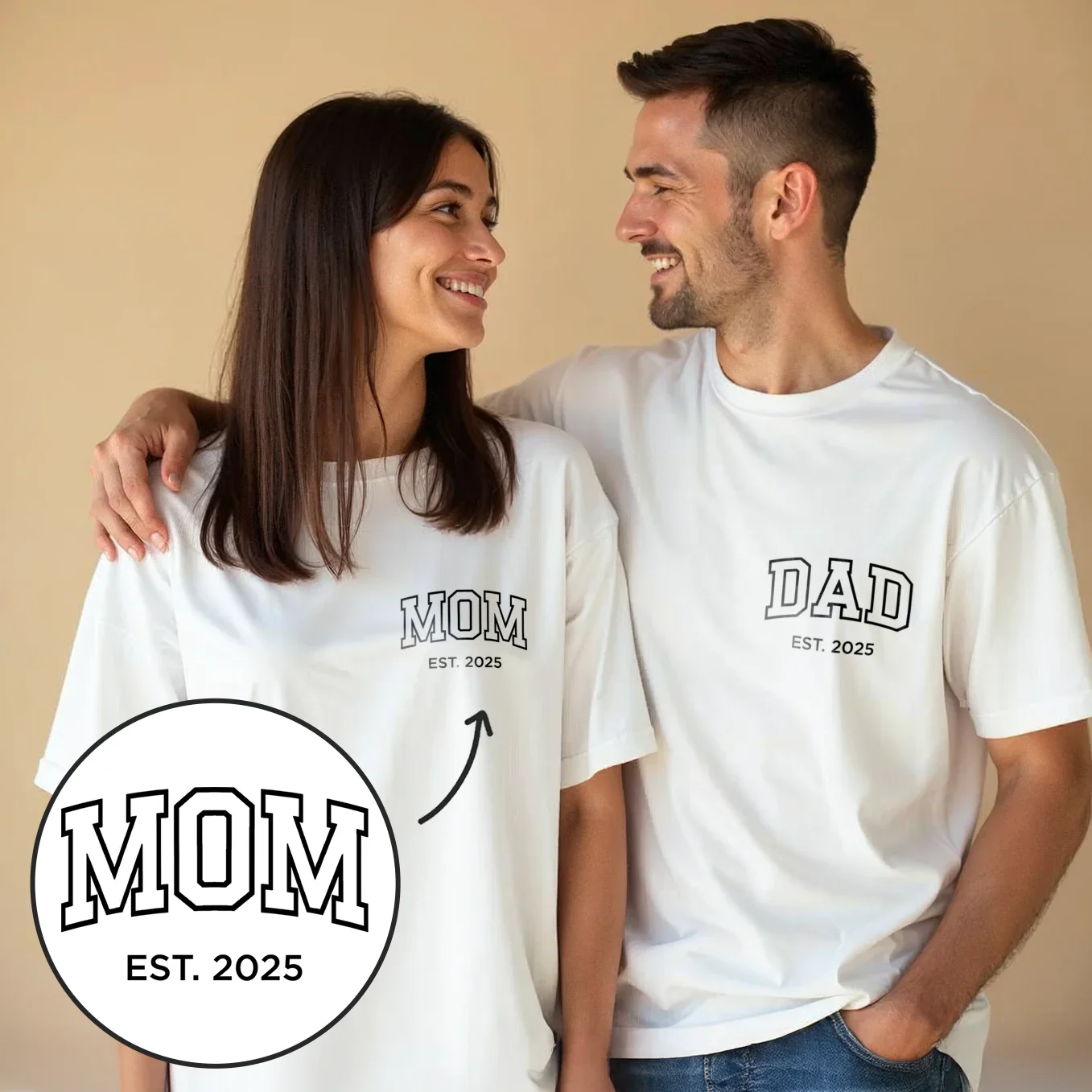 Personalized partner look oversized T-shirts Mom / Dad