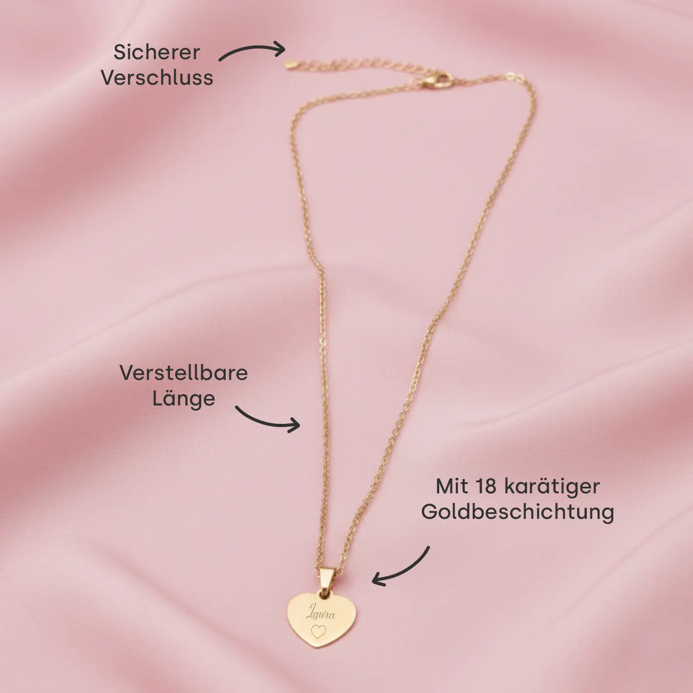 Personalisierte Herzkette mit Gravur “Besties” - Image 5