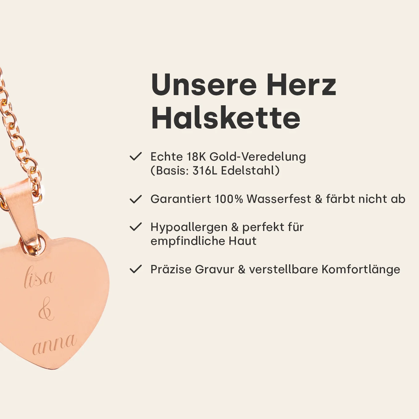 Personalisierte Herzkette mit Gravur “Besties” - Image 9