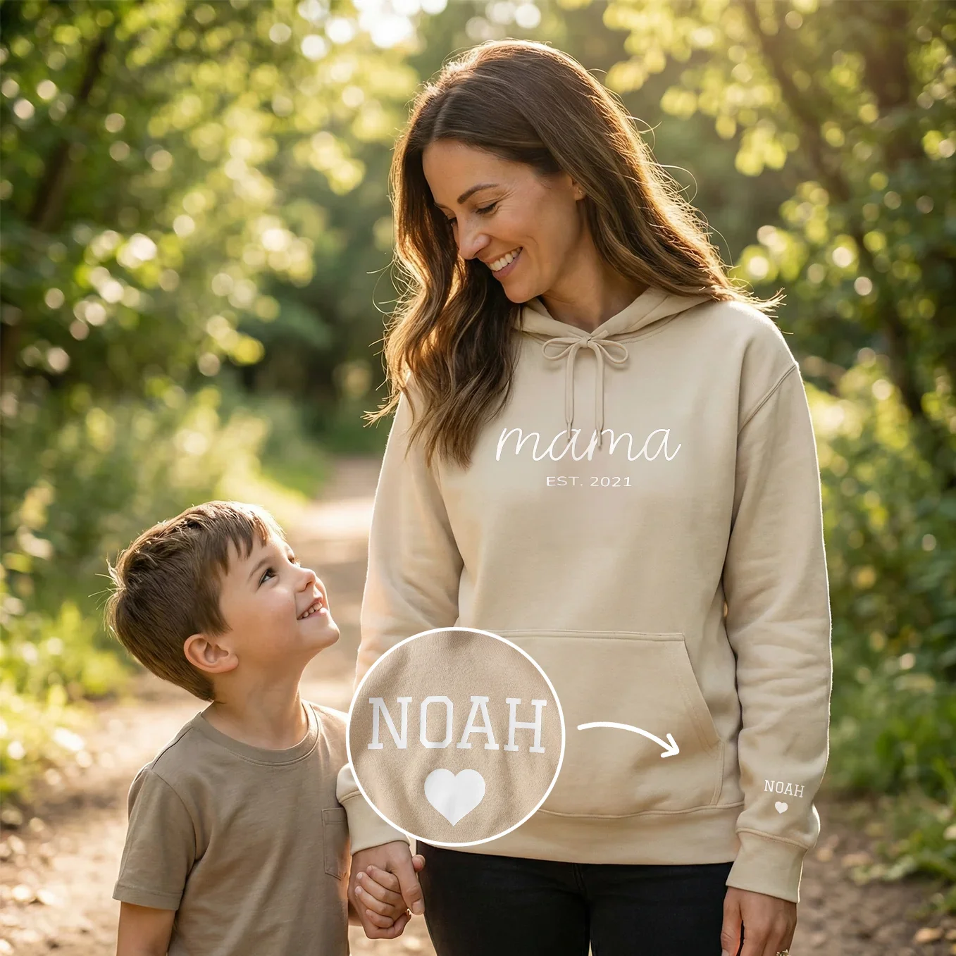 Personalisierter Hoodie "Mama Herz" mit Ärmeldruck - Image 10