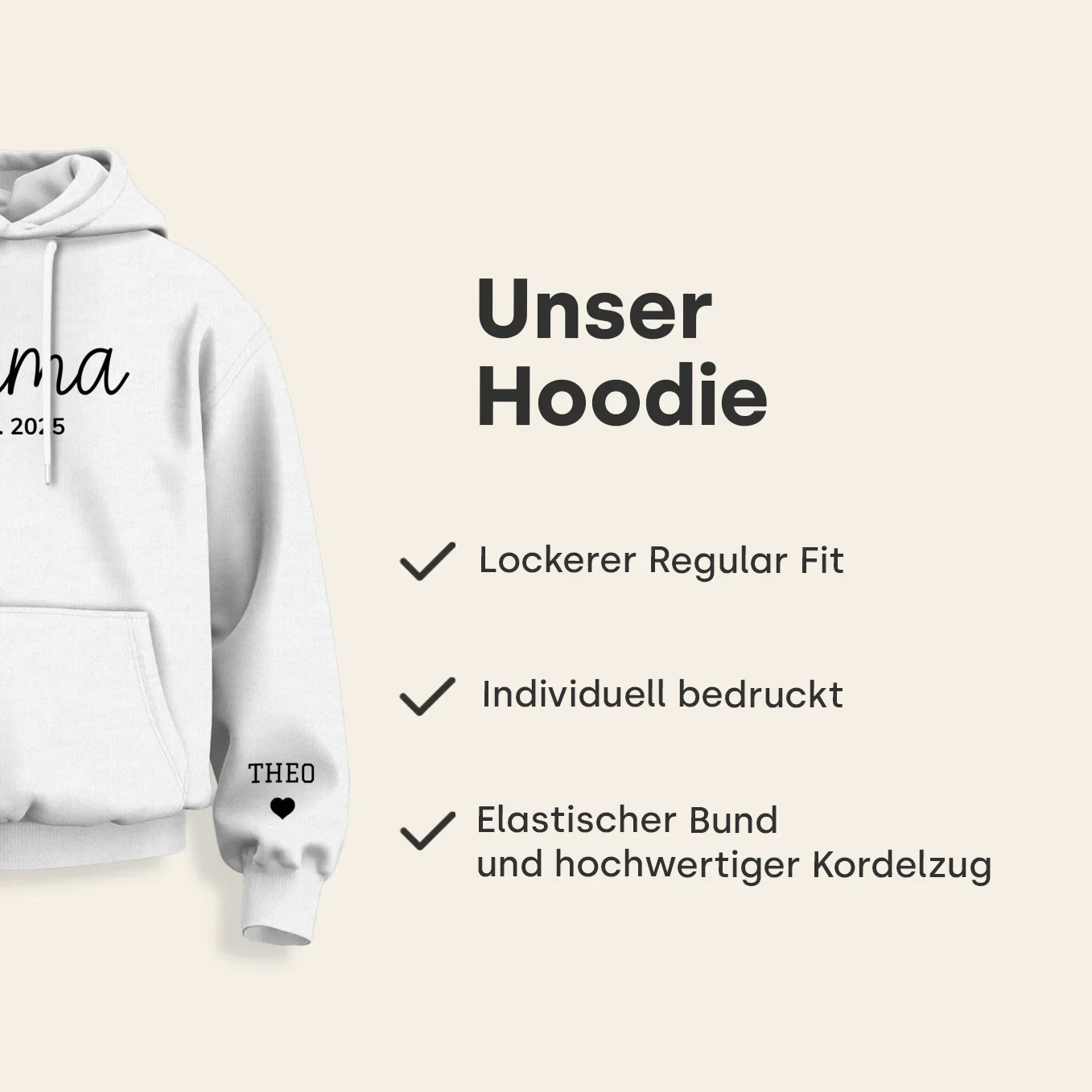 Personalisierter Hoodie "Mama Herz" mit Ärmeldruck - Image 9
