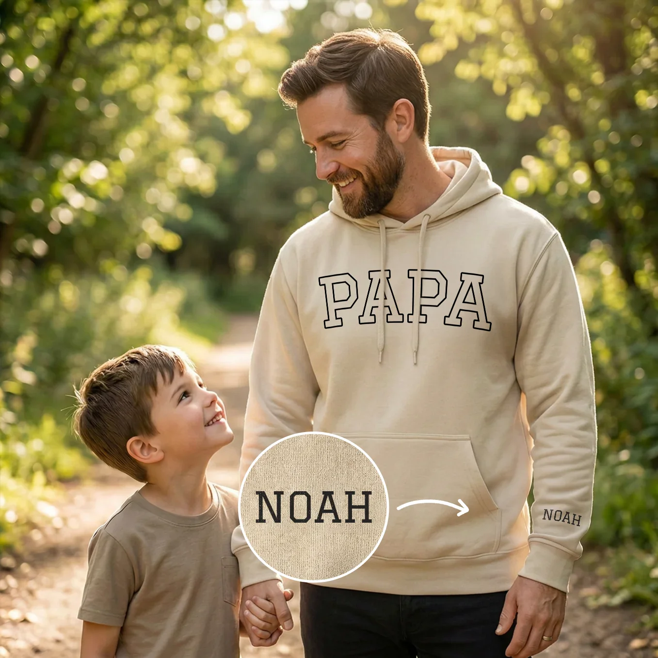 Personalisierter Hoodie "PAPA" mit Ärmeldruck