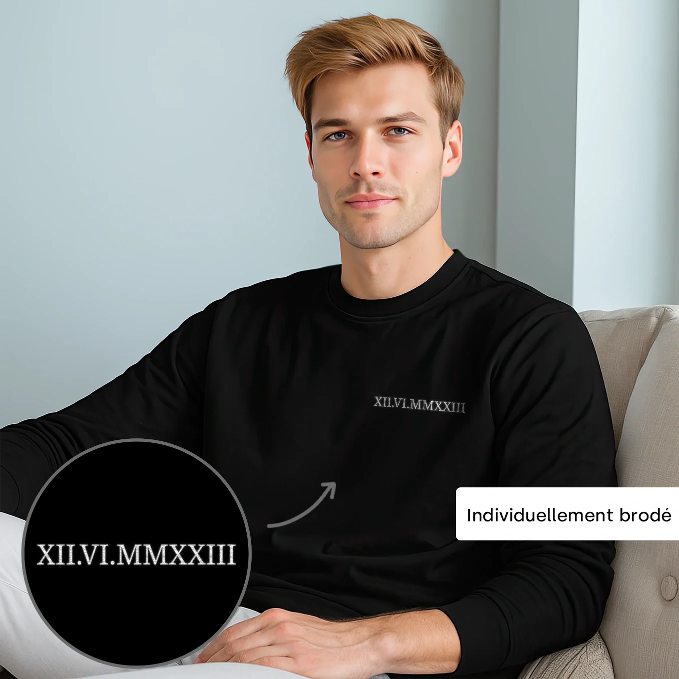 SINGLE Roman Date on Sweater (Embroidered) (DE & FR) - Image 9