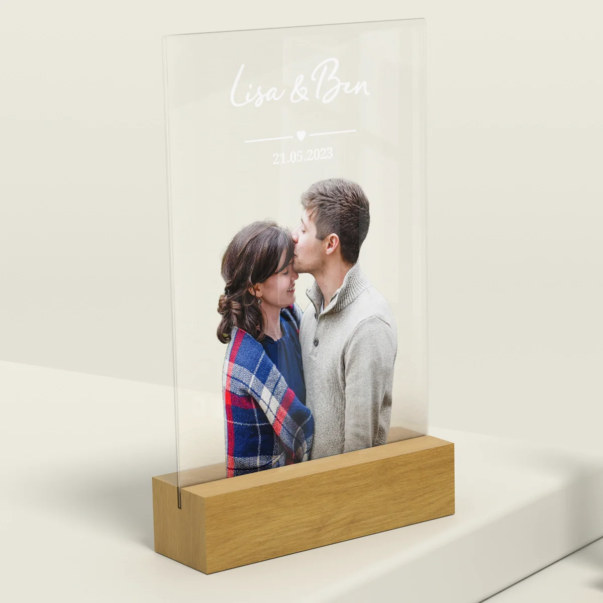 Personalized acrylic glass "Photo Bride and Groom"