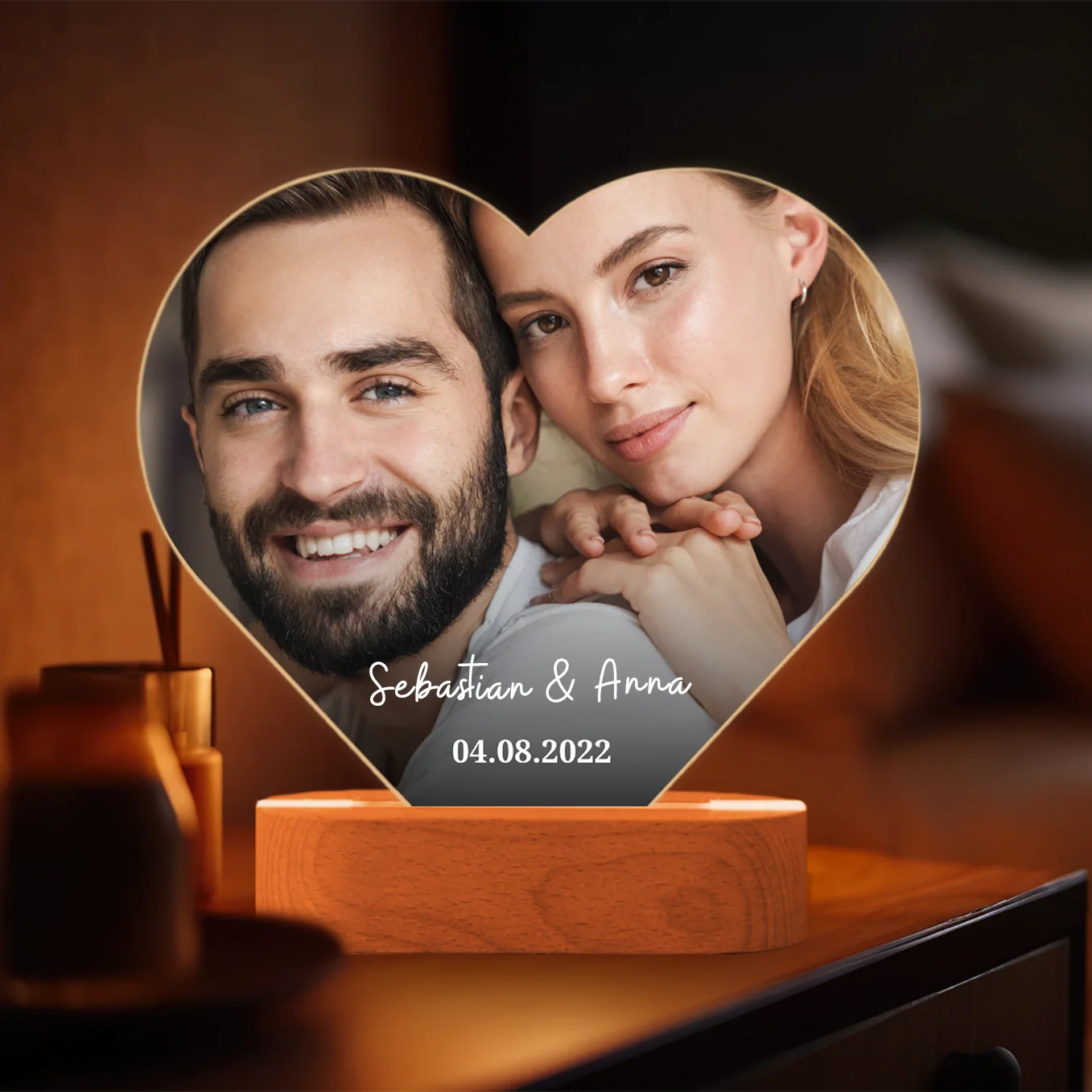 Personalized Heart Glowlight "Photo & Text"