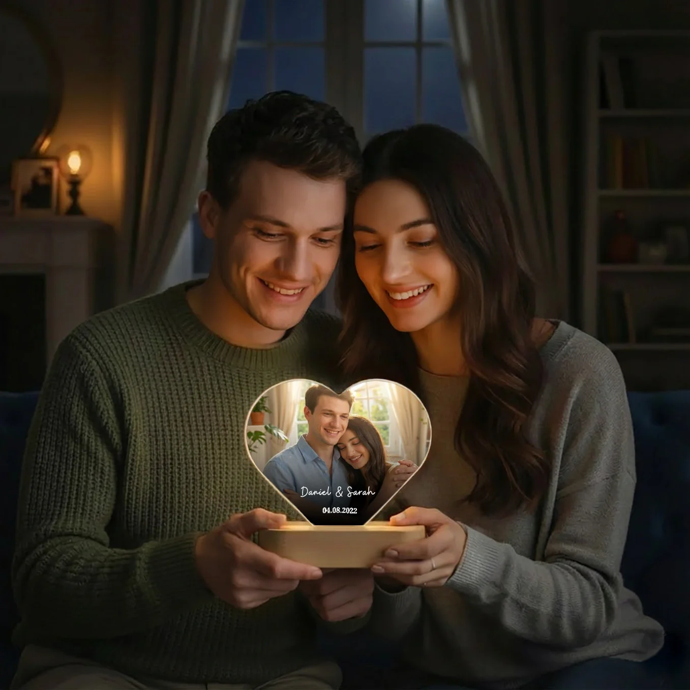 Personalized Heart Glowlight "Photo & Text" - Image 2