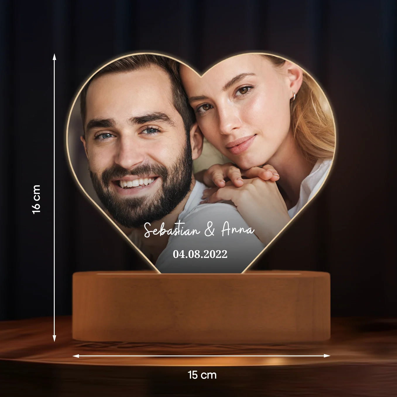 Personalized Heart Glowlight "Photo & Text" - Image 5