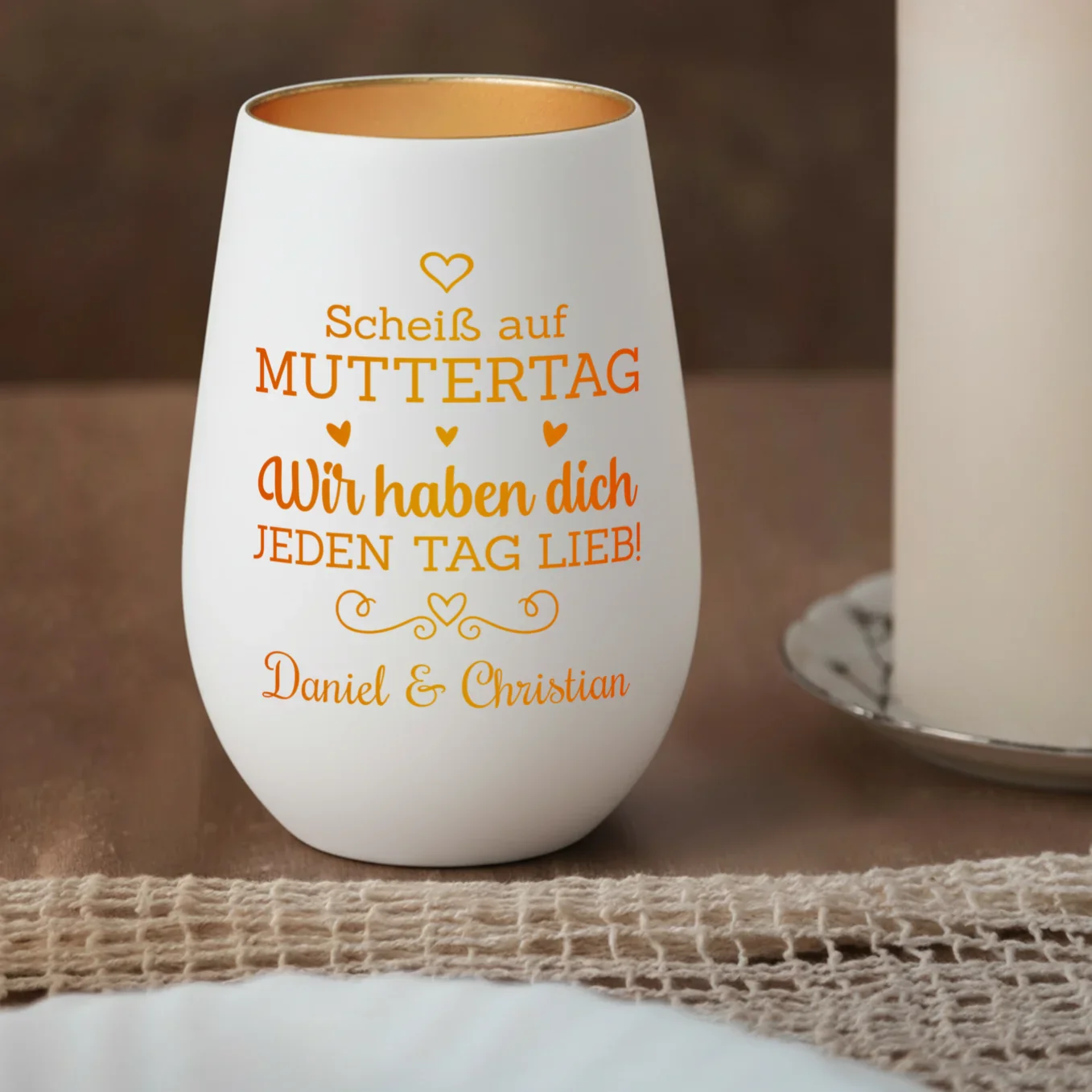 Personalisiertes Windlicht “Scheiss auf Muttertag” - Image 3