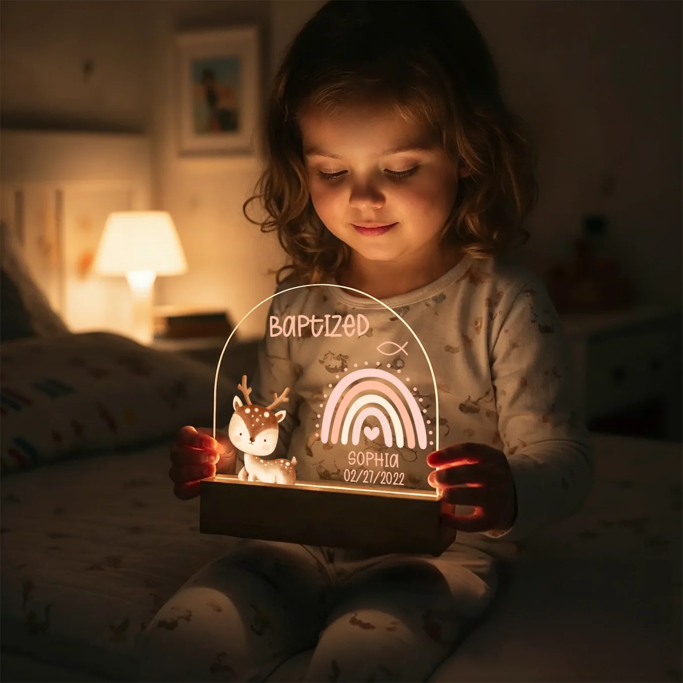 Personalized Baptism Night Light – Custom Name & Date - Image 3