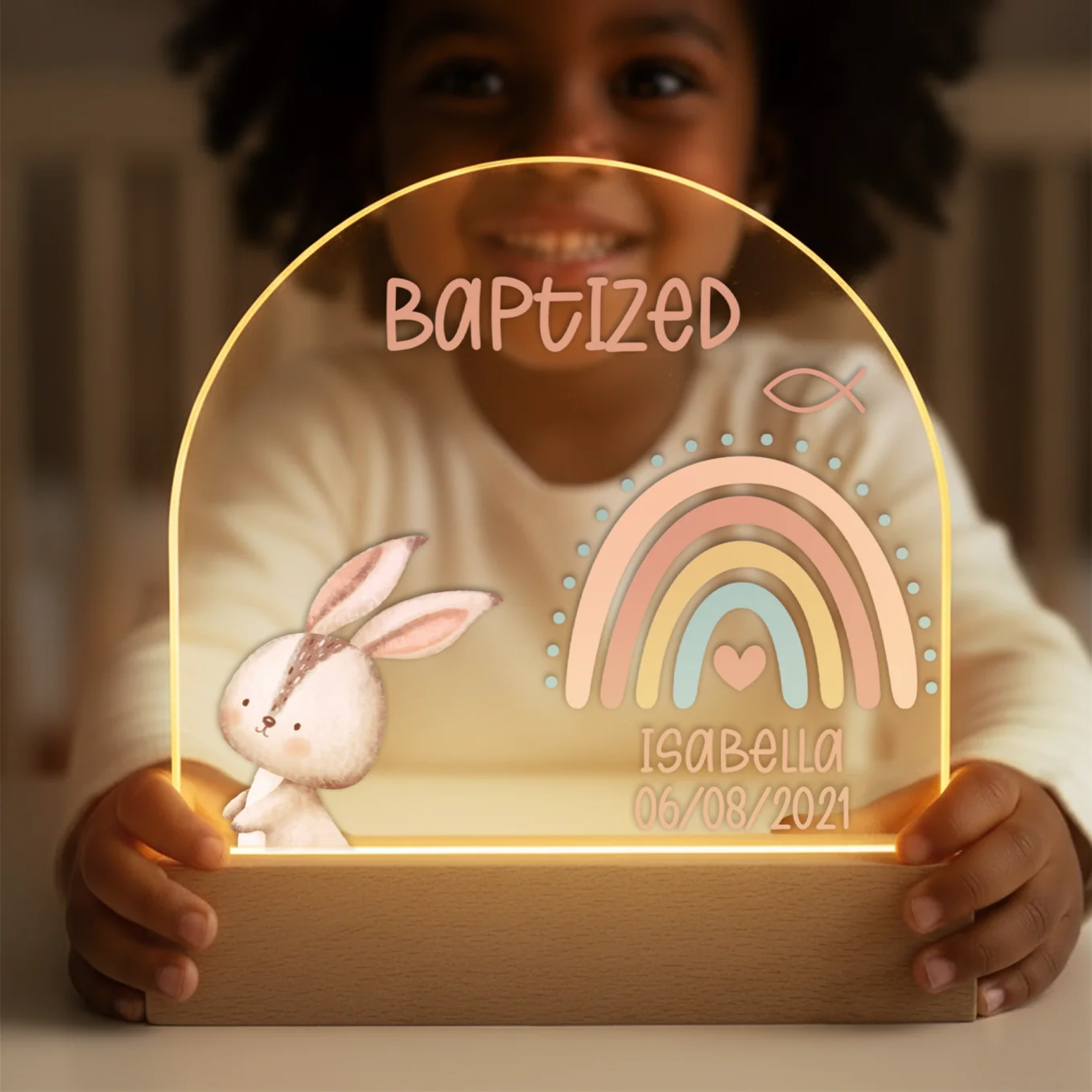Personalized Baptism Night Light – Custom Name & Date - Image 4