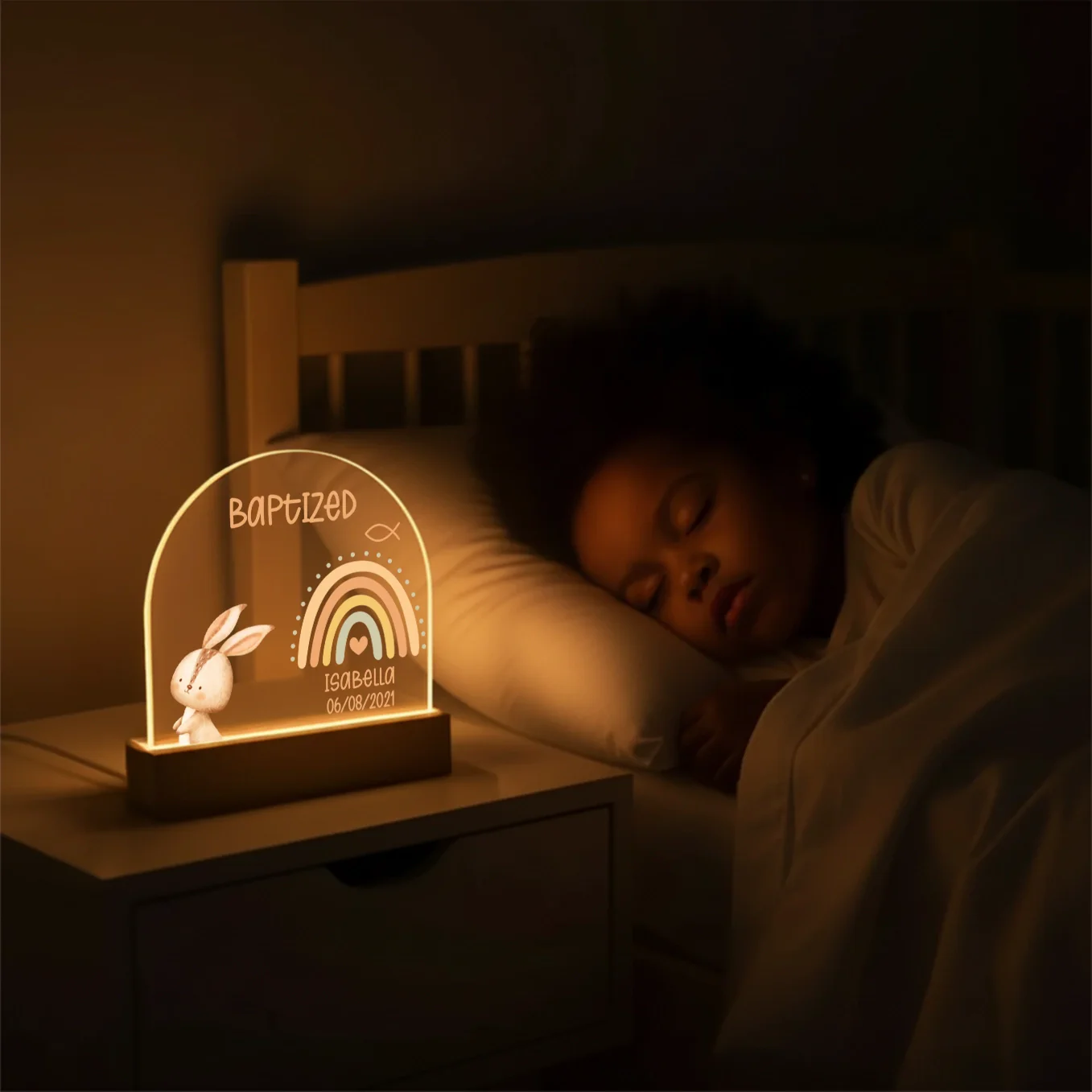 Personalized Baptism Night Light – Custom Name & Date - Image 5