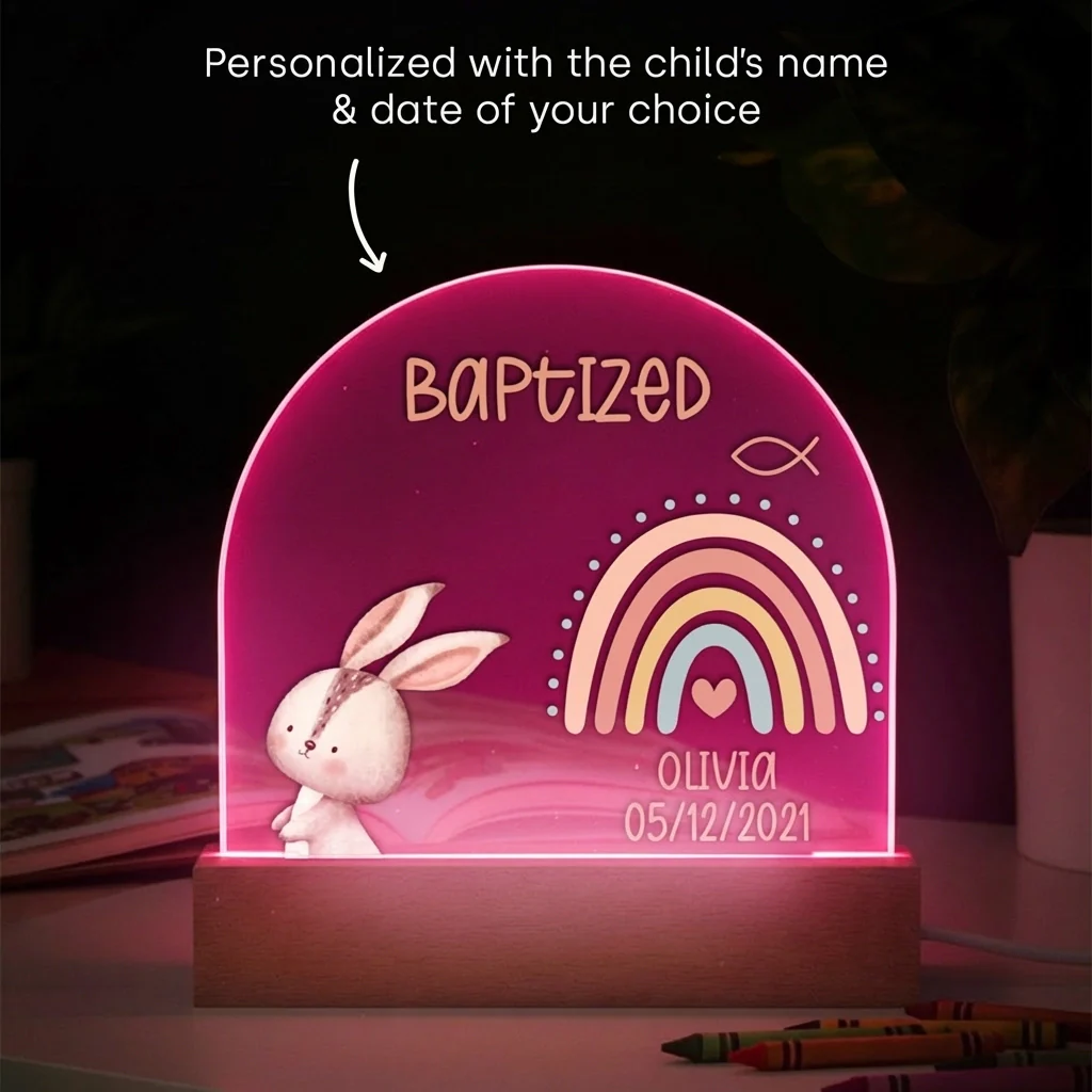 Personalized Baptism Night Light – Custom Name & Date - Image 7