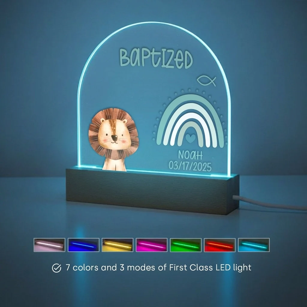 Personalized Baptism Night Light – Custom Name & Date - Image 8