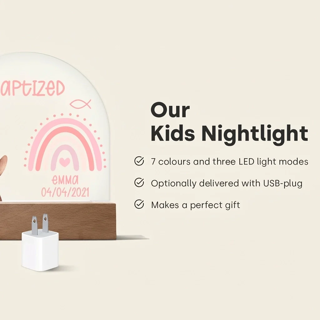 Personalized Baptism Night Light – Custom Name & Date - Image 9