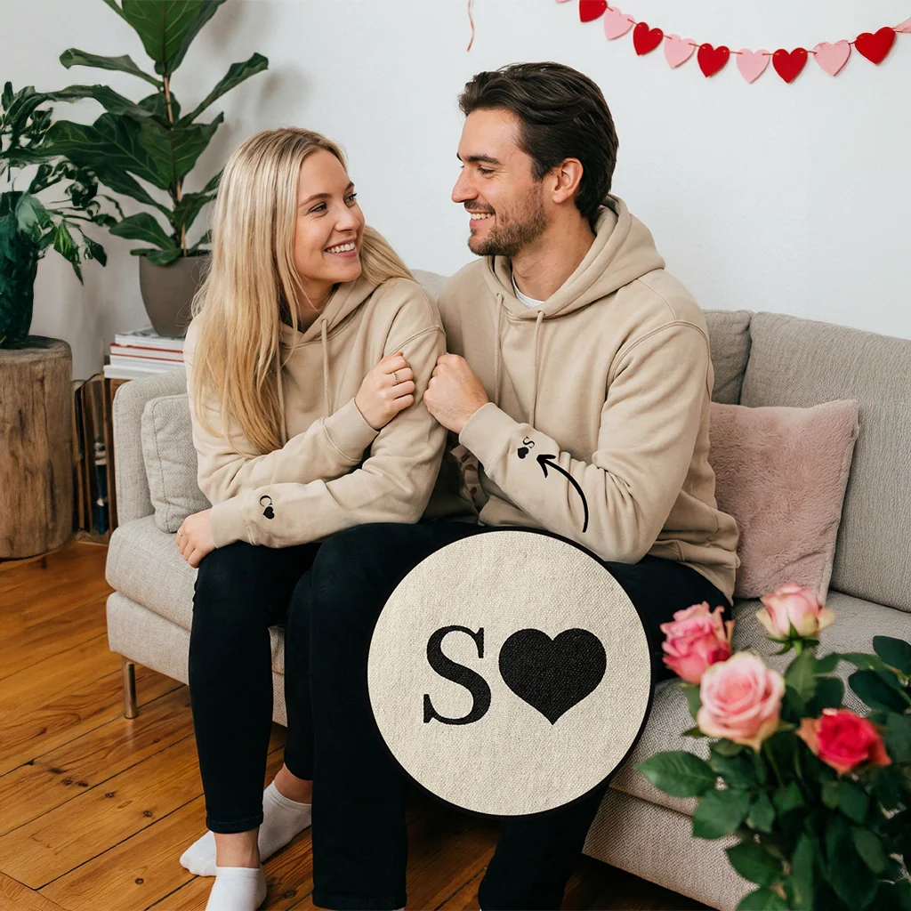 Personalized Couple Hoodies "Heart & Initials" - Image 3
