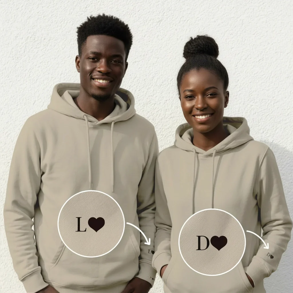 Personalized Couple Hoodies "Heart & Initials" - Image 4