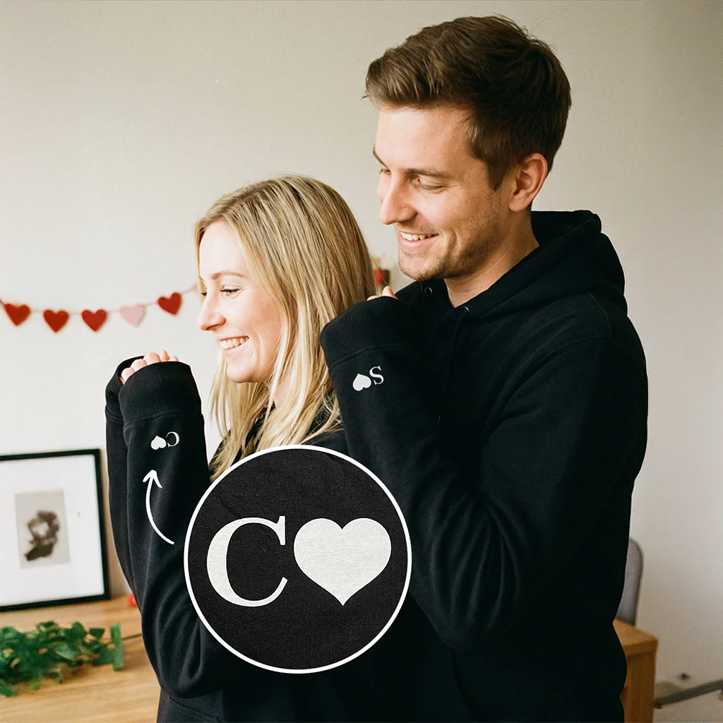 Personalized Couple Hoodies "Heart & Initials" - Image 5