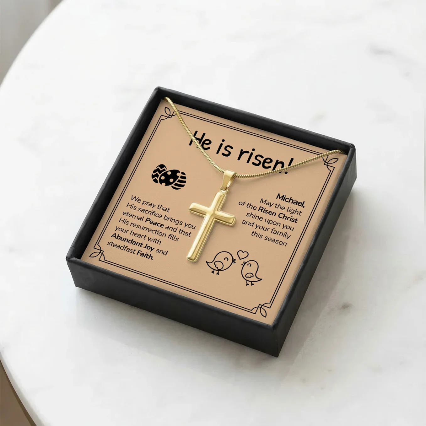 Personalized Necklace Cross "Happy Easter" - Image 10