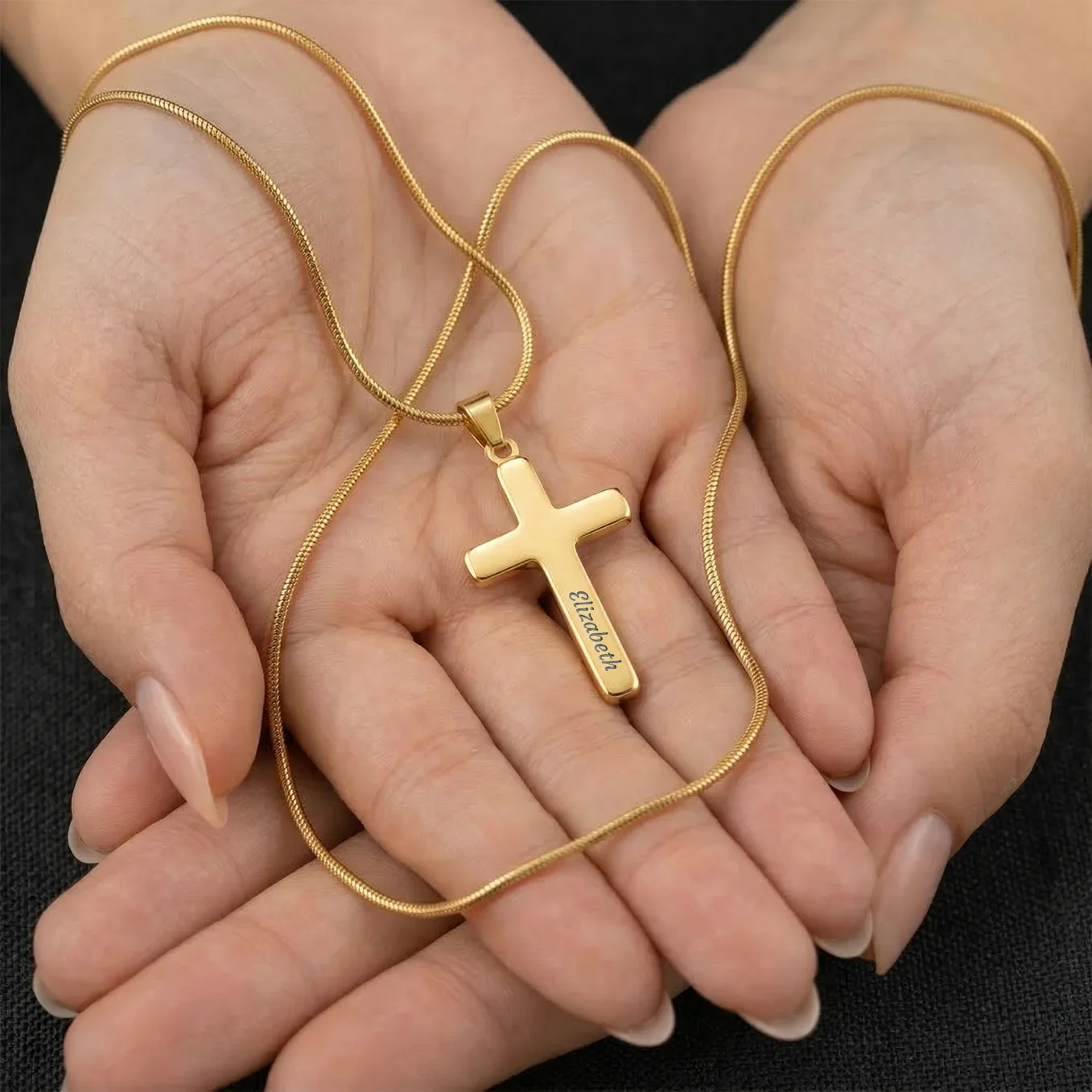 Personalized Necklace Cross "Happy Easter" - Image 16