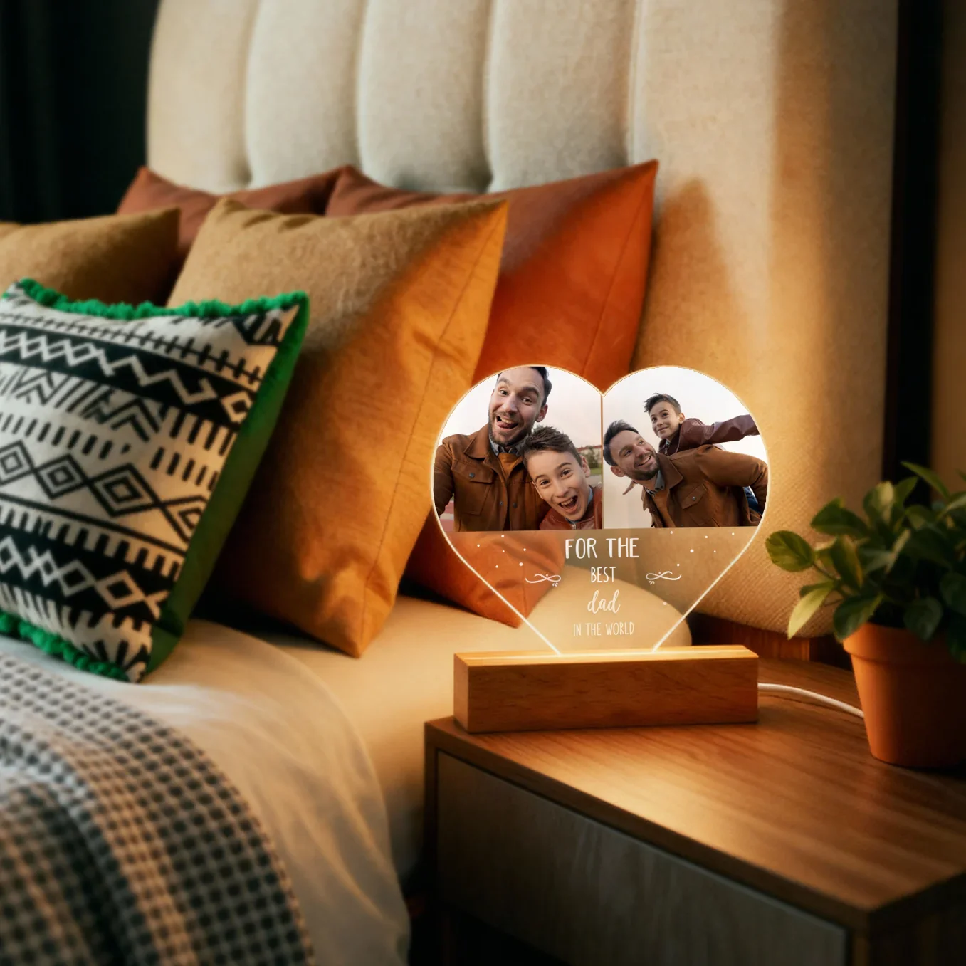 Personalized Heart Acrylic Light "Photos & Text" | Night Light, Deco Light, Glowlight | DAD - Image 4