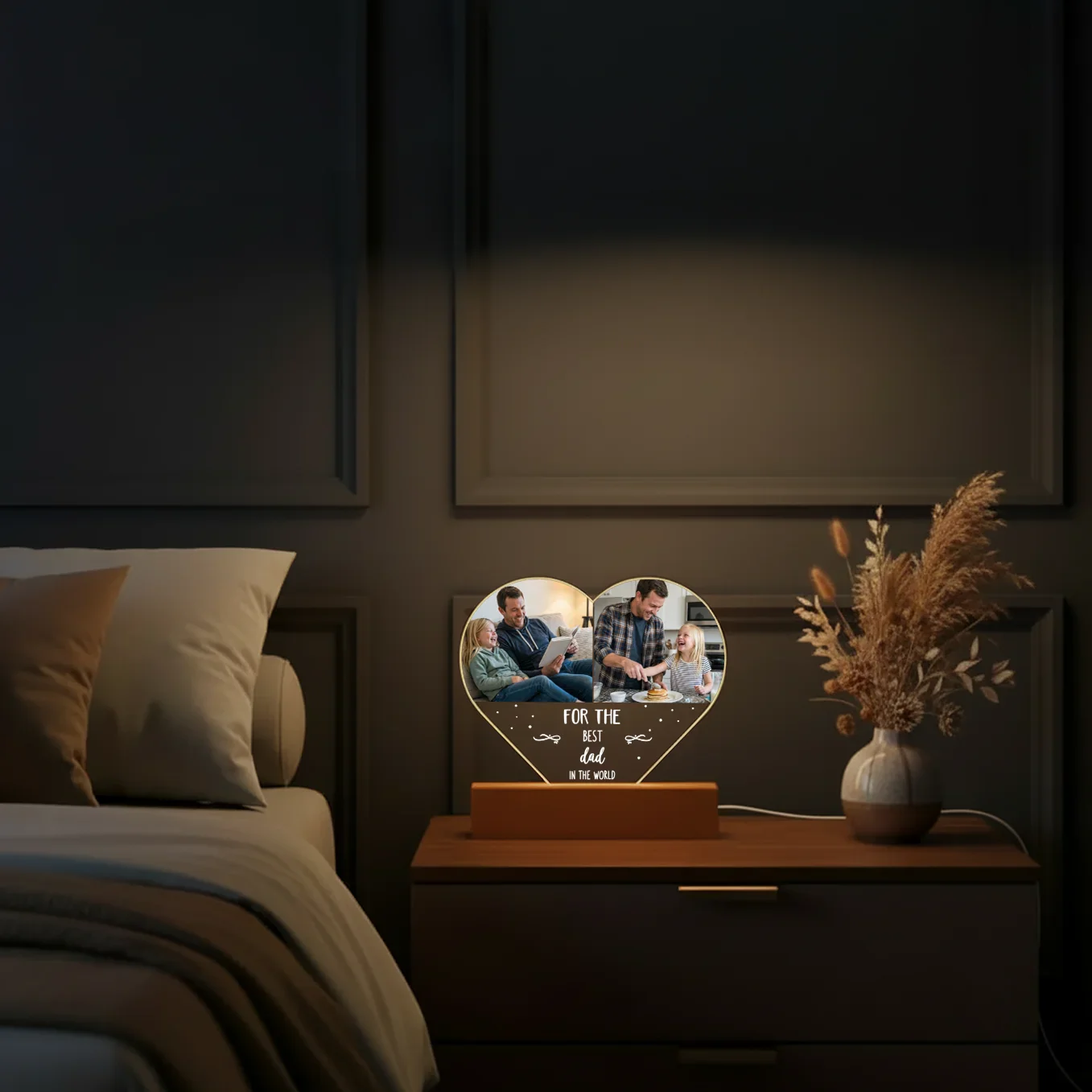 Personalized Heart Acrylic Light "Photos & Text" | Night Light, Deco Light, Glowlight | DAD - Image 8