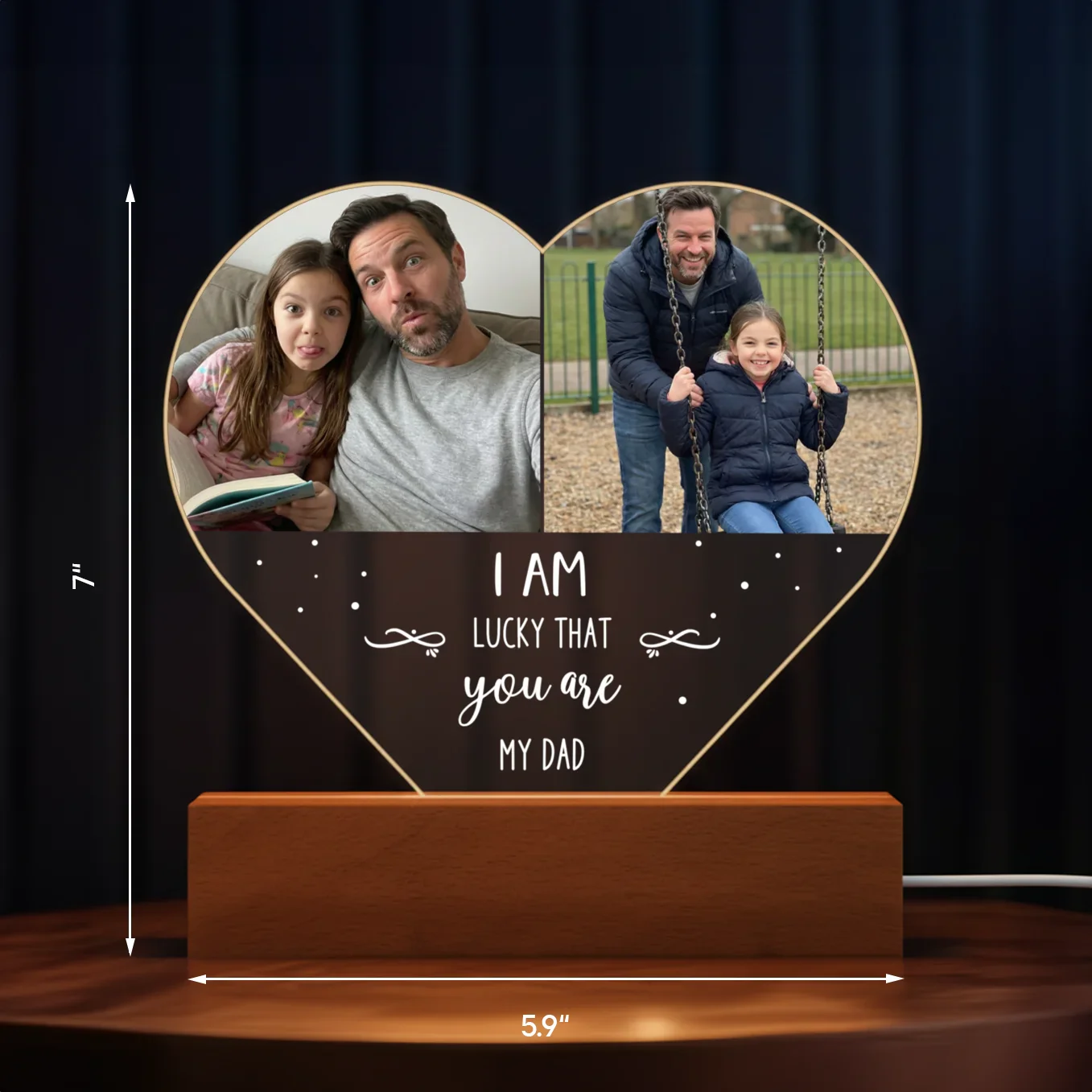 Personalized Heart Acrylic Light "Photos & Text" | Night Light, Deco Light, Glowlight | DAD - Image 9