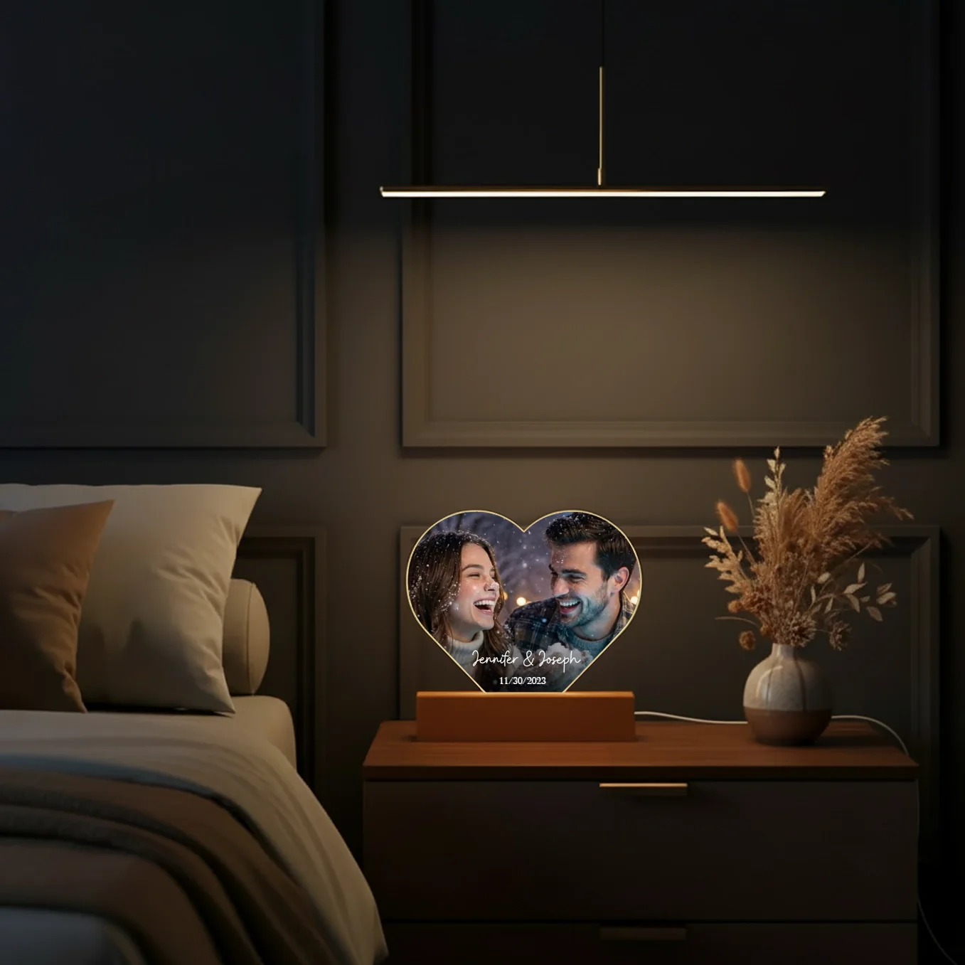 Personalized Heart Acrylic Light "Photo & Text" | Night Light - Image 5