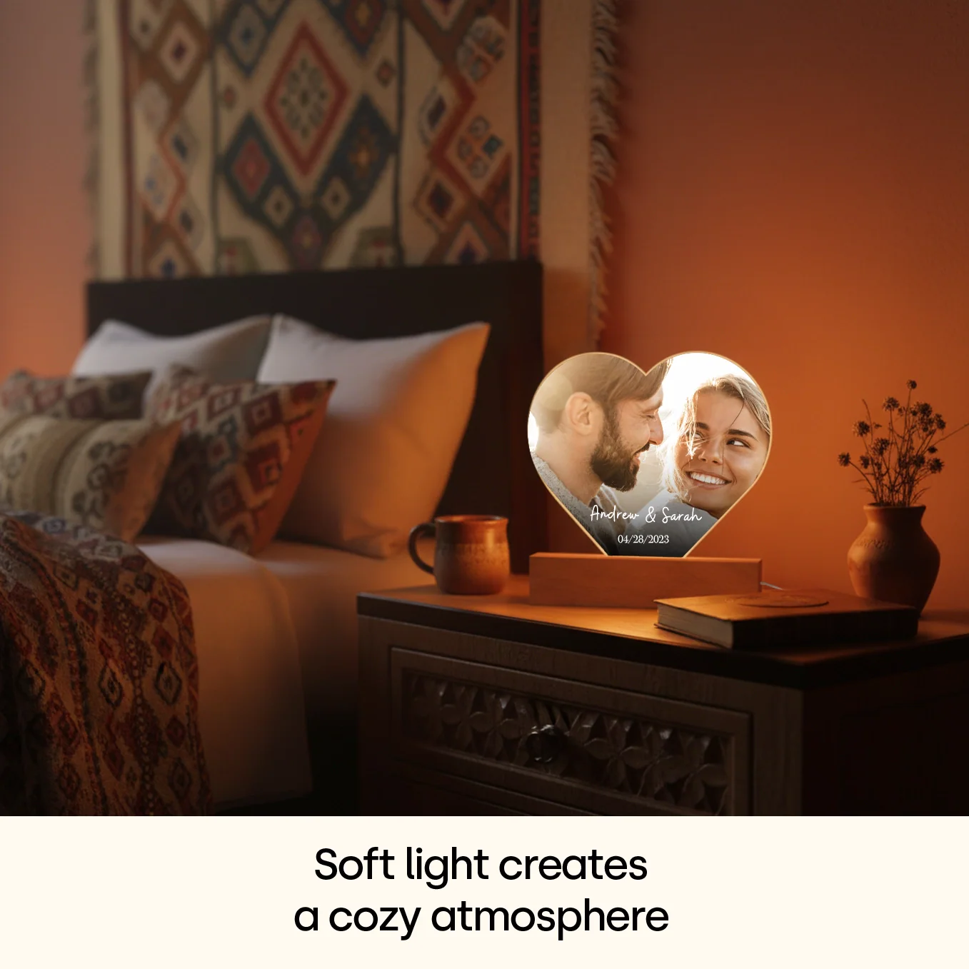 Personalized Heart Acrylic Light "Photo & Text" | Night Light - Image 7