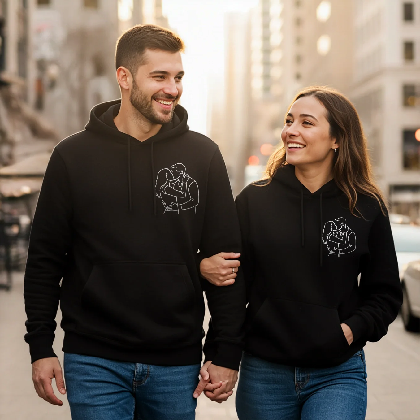 Personalized Hoodie "Couple Line Art" - Image 3