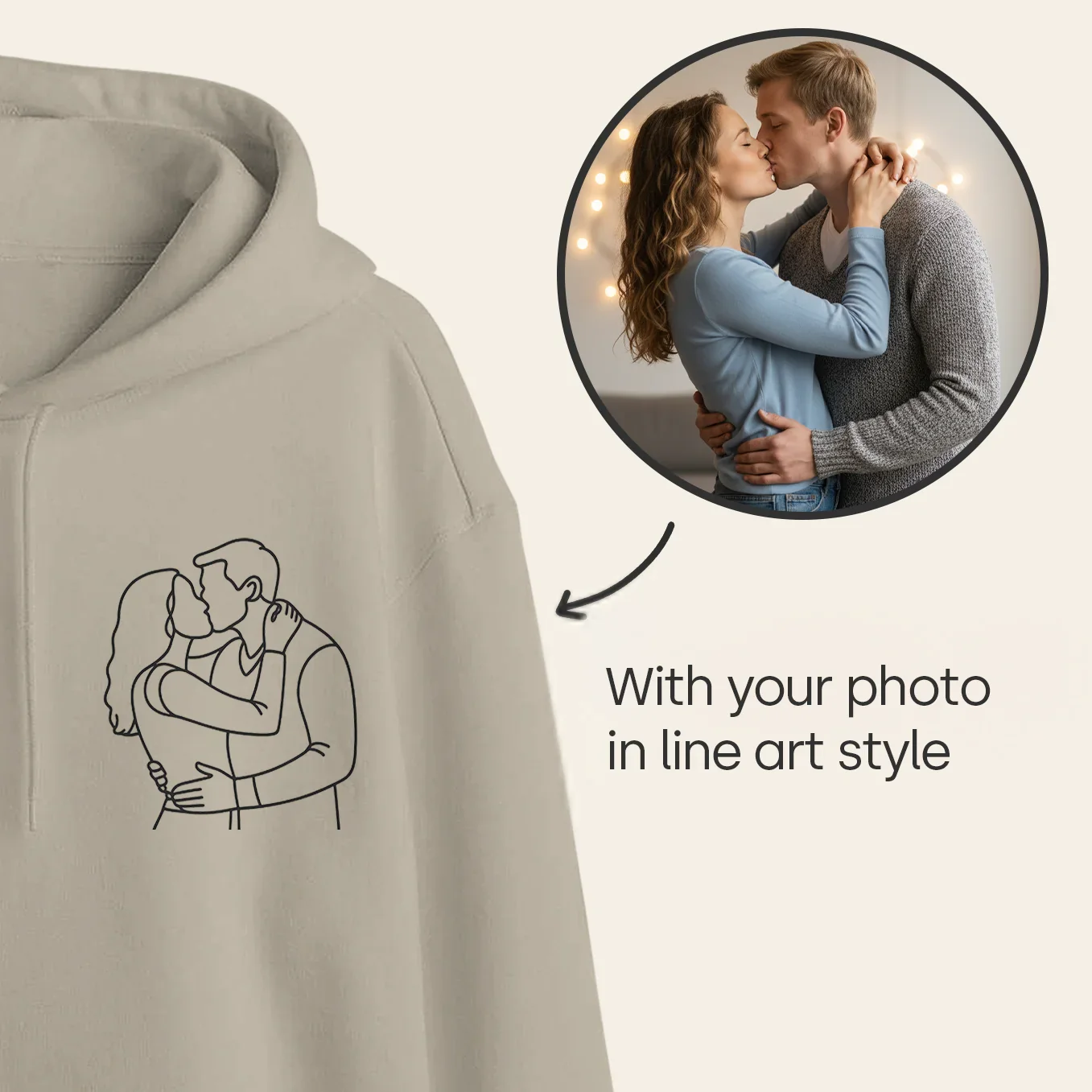 Personalized Hoodie "Couple Line Art" - Image 5