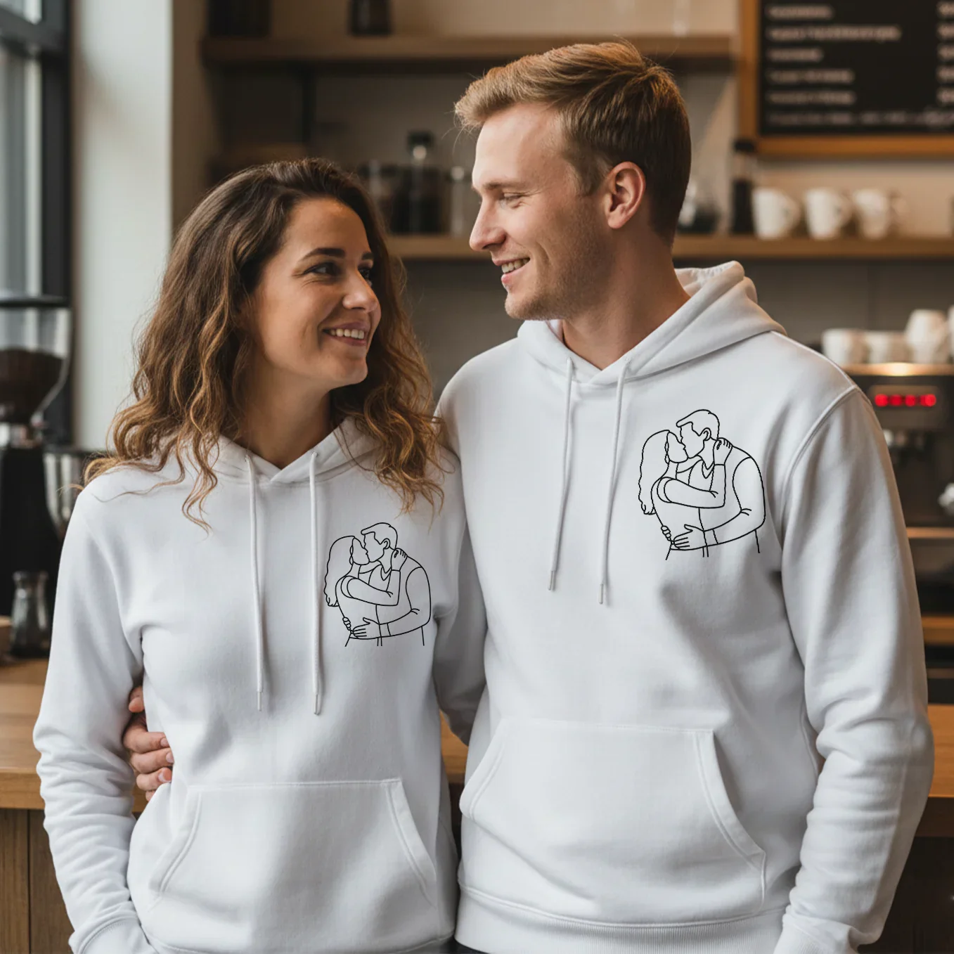 Personalized Hoodie "Couple Line Art" - Image 6