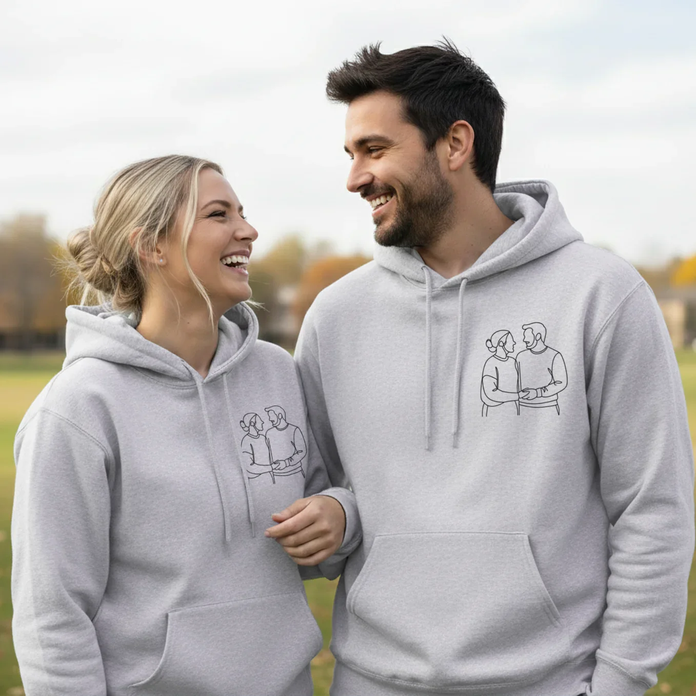 Personalized Hoodie "Couple Line Art" - Image 7