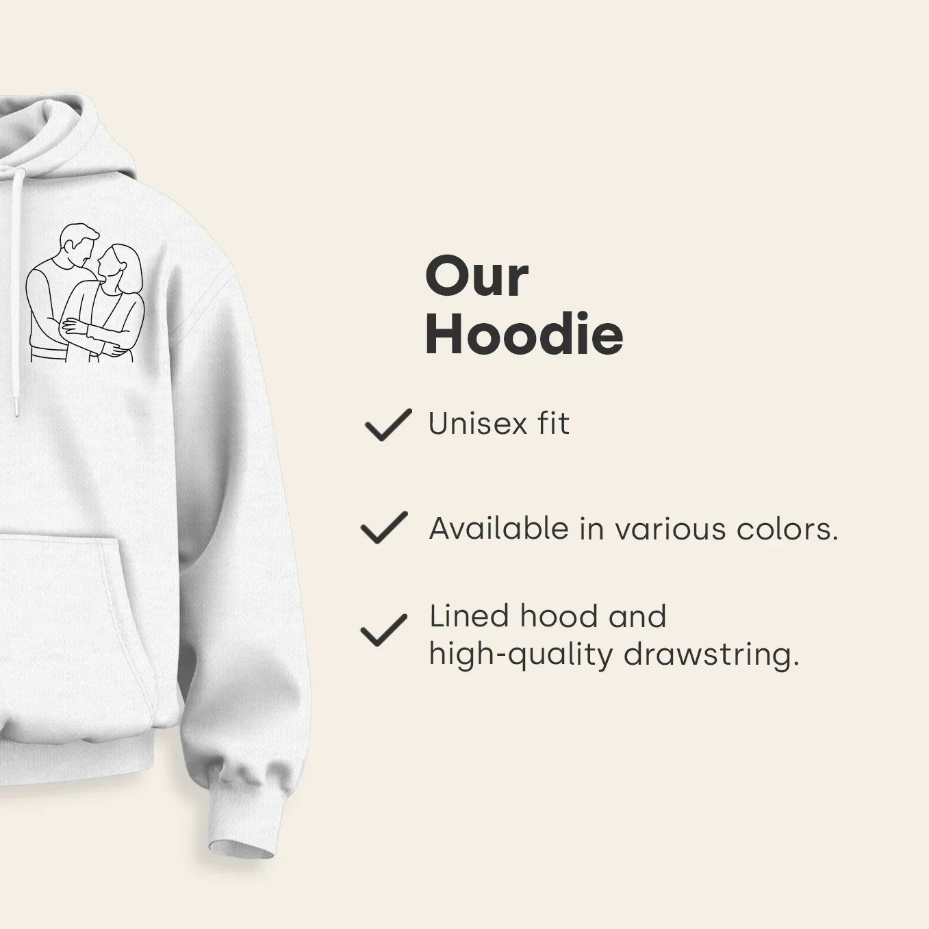 Personalized Hoodie "Couple Line Art" - Image 9