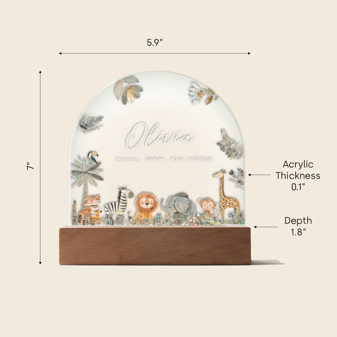 Personalized Night Light "Safari Animals" - Image 10