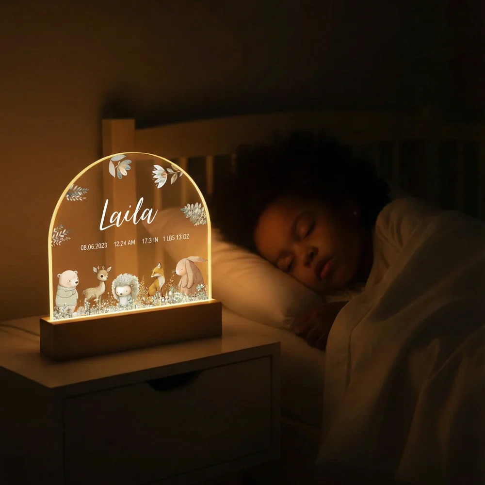 Personalized Night Light "Watercolor Forest Animals" - Image 5
