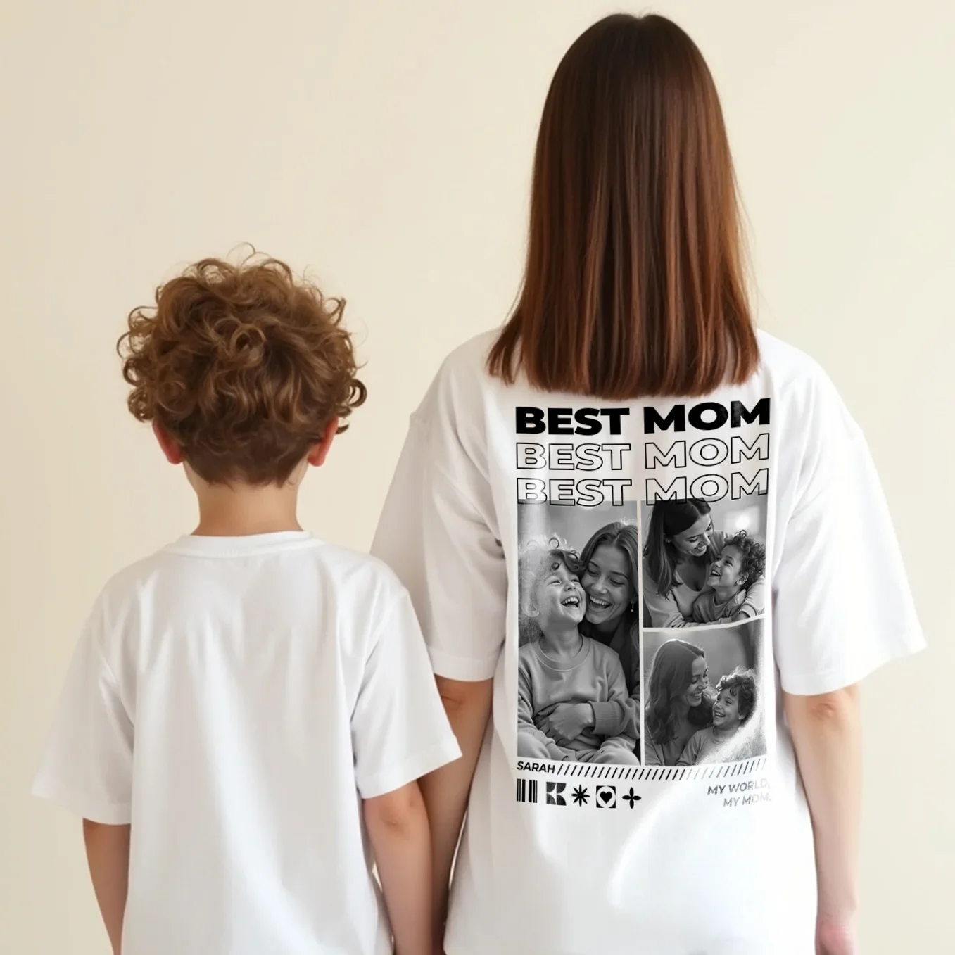 Personalized Oversized T-Shirt with Photos "Mom" - Image 4