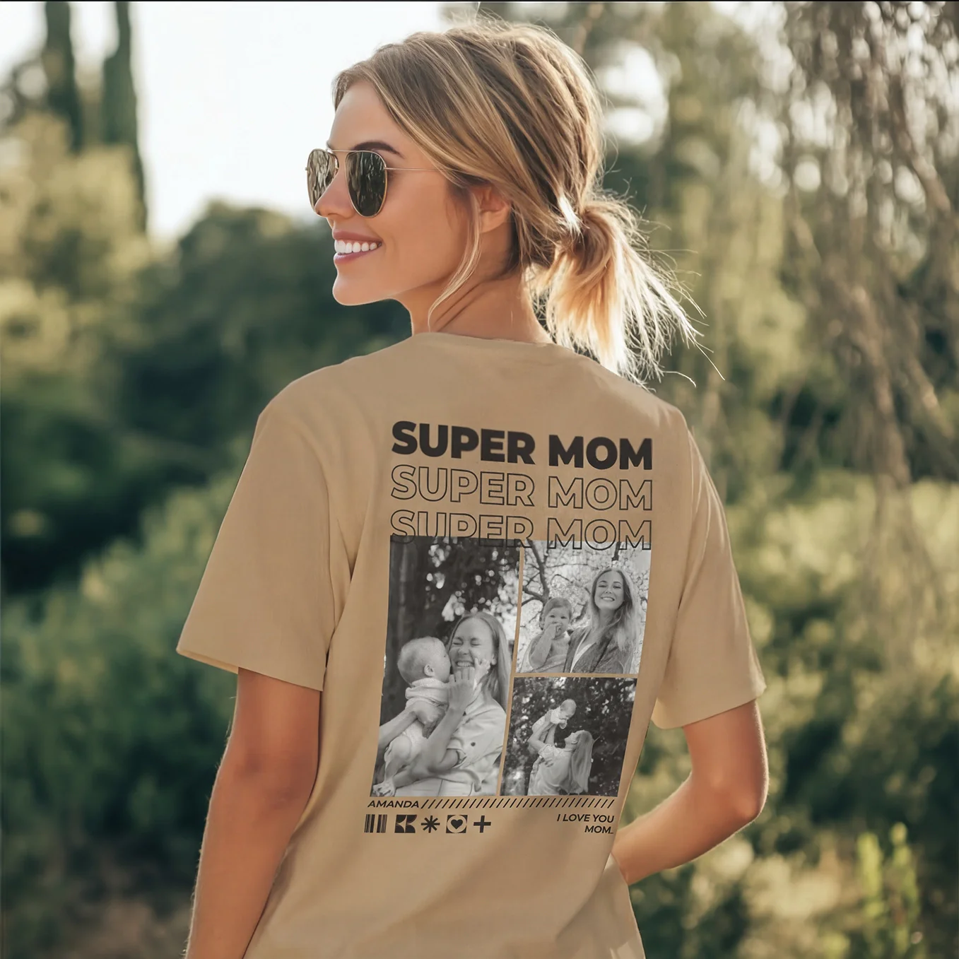 Personalized Oversized T-Shirt with Photos "Mom" - Image 5