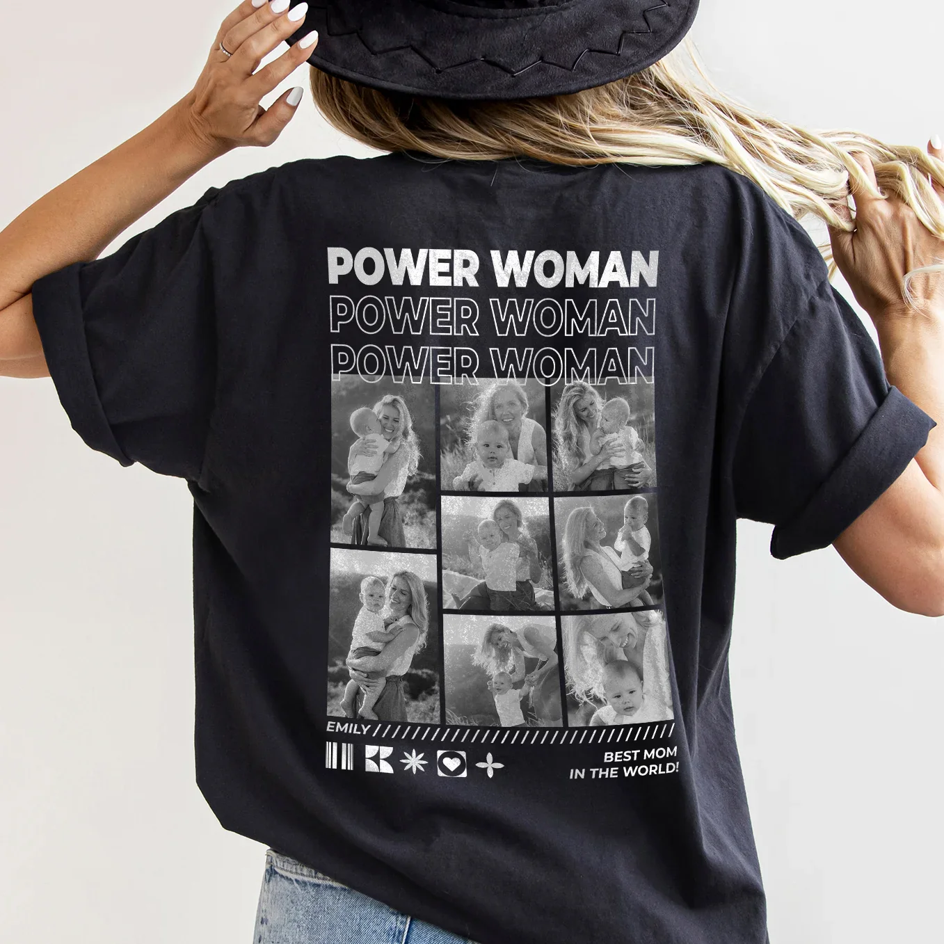 Personalized Oversized T-Shirt with Photos "Mom" - Image 6