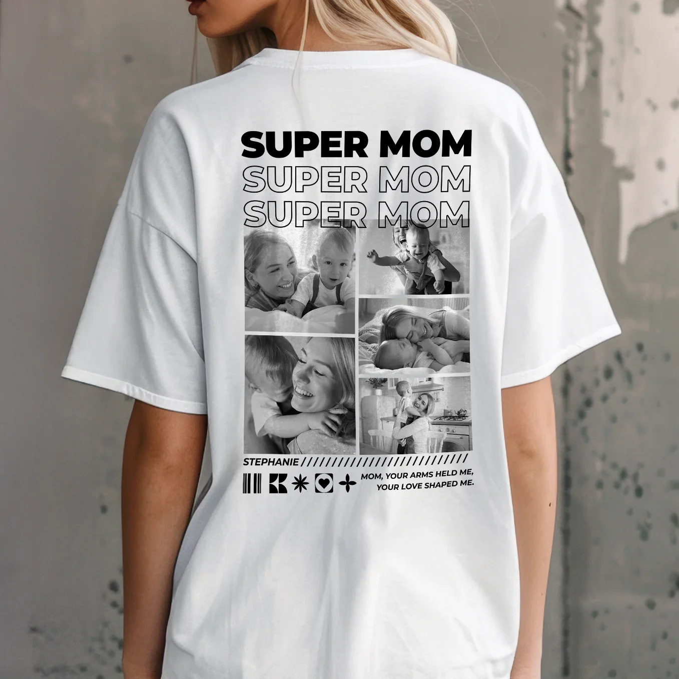 Personalized Oversized T-Shirt with Photos "Mom" - Image 7