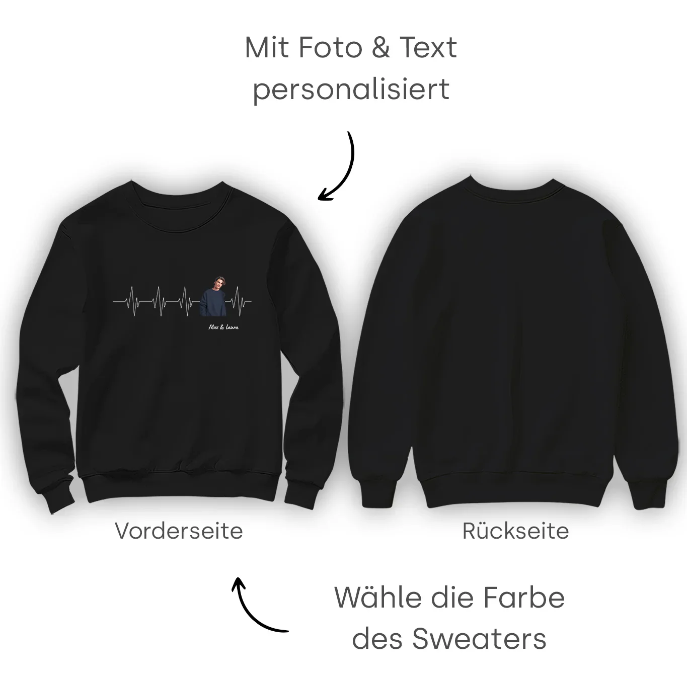 Personalized Sweater "Heartbeat Couple" - Image 2